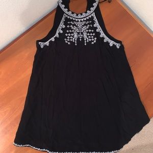 Embroidered Flowy Black Dress